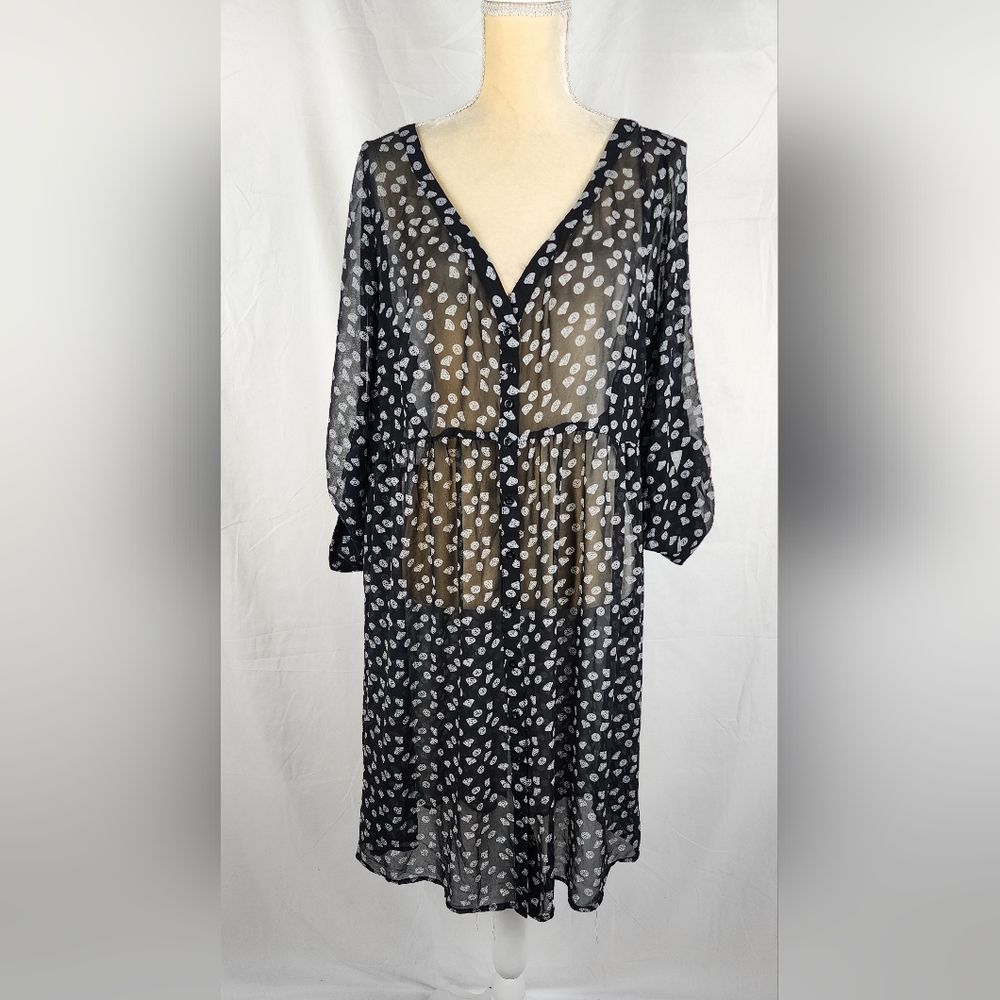 Torrid Diamonds Gems Printed Sheer Chiffon Button Front Dress sz 2X
